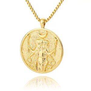Aphrodite Necklace Gold Color Greek Mythology Gemini Goddess Pendant - NEW